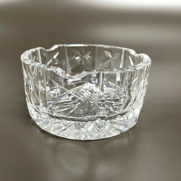 Crystal Glass Bowl Candle Holder Dish Trinket Ashtray 3 1/2" x 1 3/4" High - Picture 5 of 7